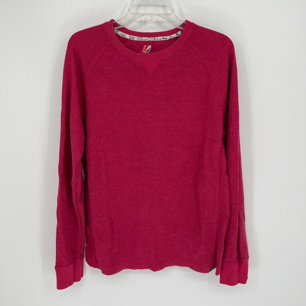Amplify Men's Red Waffle Knit Raglan Layering Long Sleeve Thermal Shirt Size L